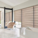 architectural-roller-shade-blind-brown-fabric-bathroom-privacy-shades-hunter-douglas-skyline-window-coverings